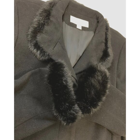 Liz Claiborne Coat Womens 18 Faux Fur Collar Cuffs Wool Blend Lined Classic - Picture 2 of 10